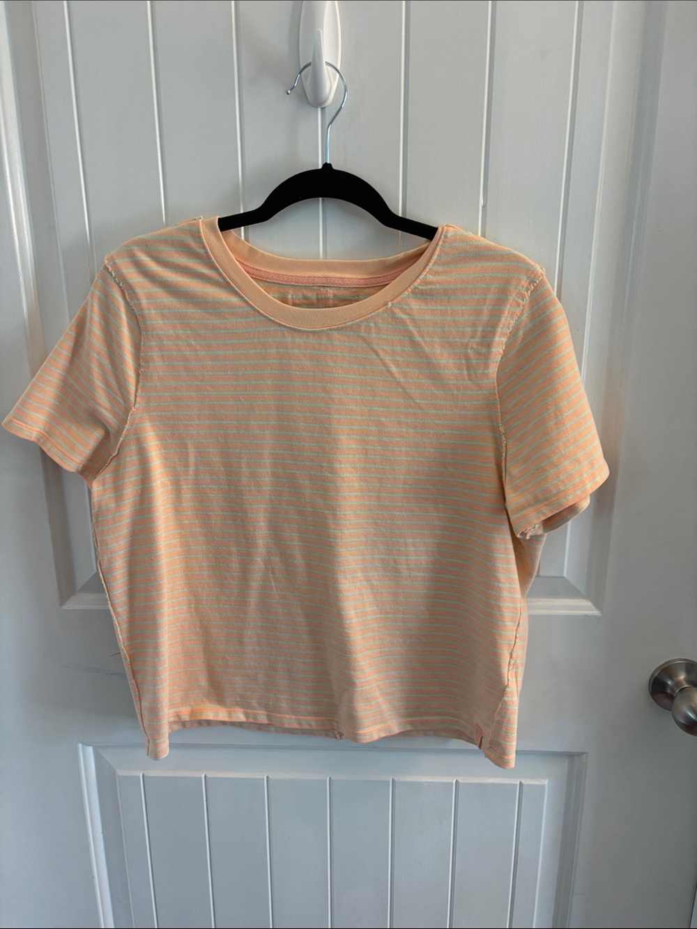 Striped Peach Crop Tee - Unknown Brand
